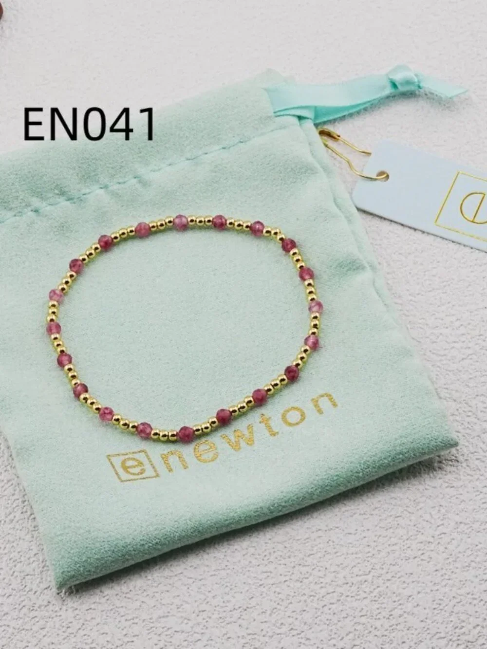 Enewton Pink Natural Stone & Gold Bead Bracelet